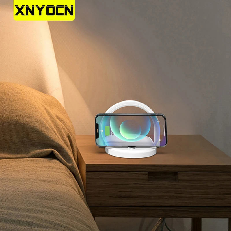 Xnyocn 15 Вт Быстрое беспроводное зарядное устройство мини светодиодная настольная