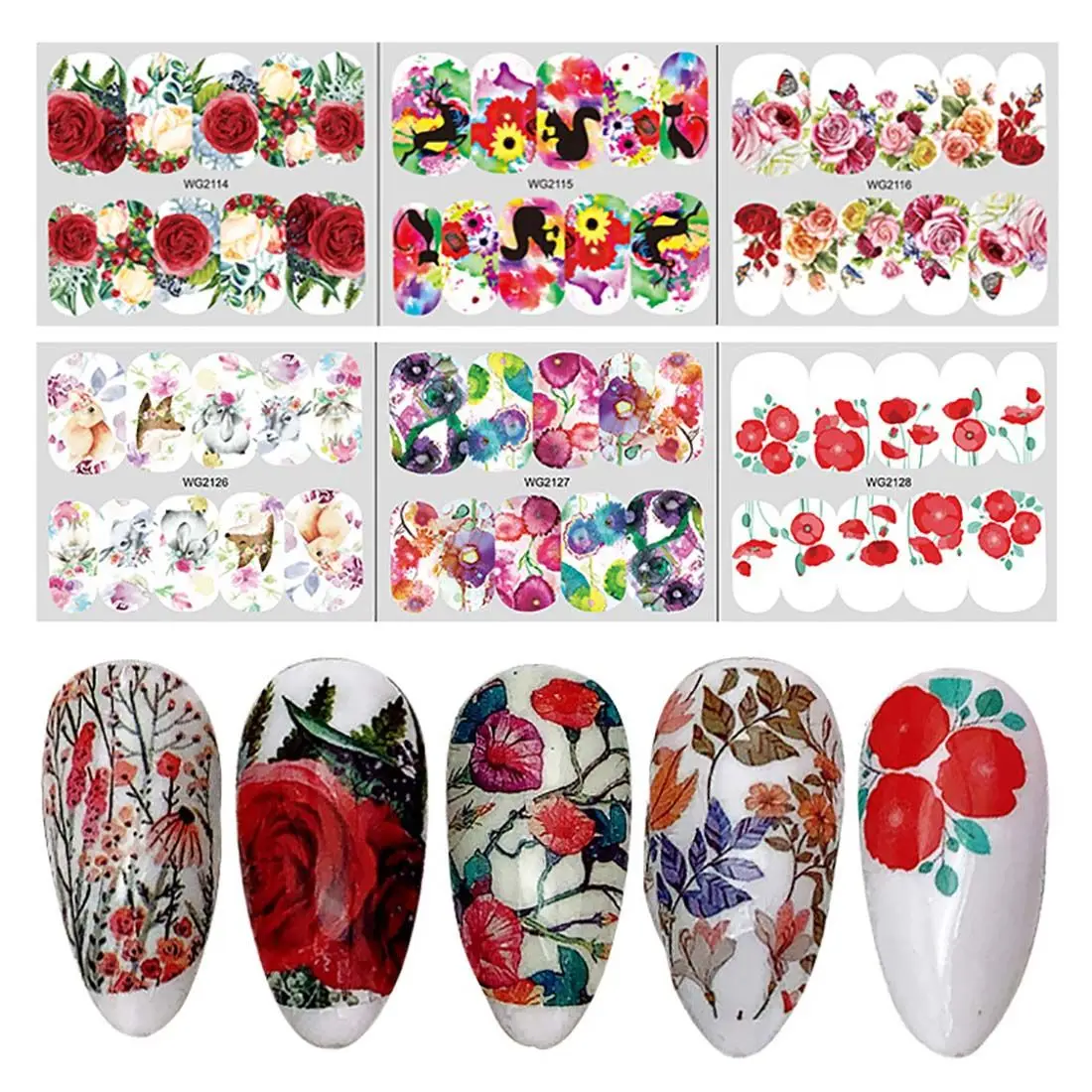 New Nail Sticker Blossom Flower Nail Water Stickers Butterfly Rose