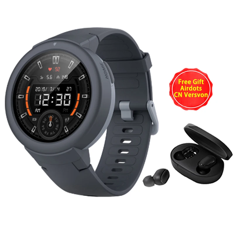 Original Amazfit Verge Lite Smart Watch Global Version GPS 1.3" AMOLED Screen Upgraded Smartwatch HR Sensor 20 Days Battery Life - Цвет: G add airdots CN