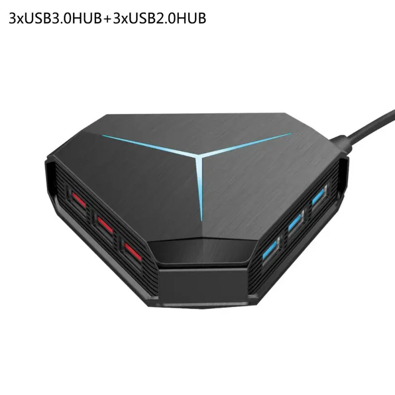 6 портов usb-хаб USB3.0 разветвитель с устройство для чтения карт SD TF Mic AUX классный светильник для зарядки USB 2,0 концентратор адаптер для ПК настольный ноутбук 1 м