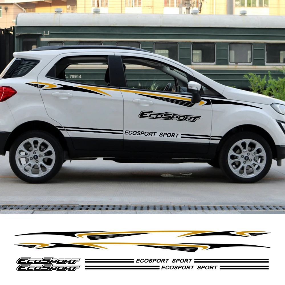 2 шт. наклейки для автомобилей с боковой полосой для Ford Ecosport Авто Виниловая пленка для спортивных гонок водонепроницаемые наклейки для украшения автомобиля аксессуары для тюнинга