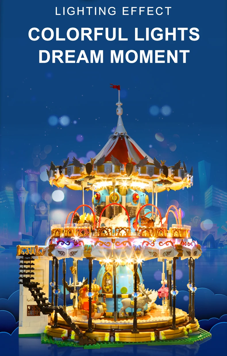 Hbacf562541db4b35a2141640095c71fdD Mold KING kreatywne prezenty świąteczne karuzela plac zabaw diabelski młyn ełk sanie montaż cegieł Kid edukacyjne do budowania zabawek