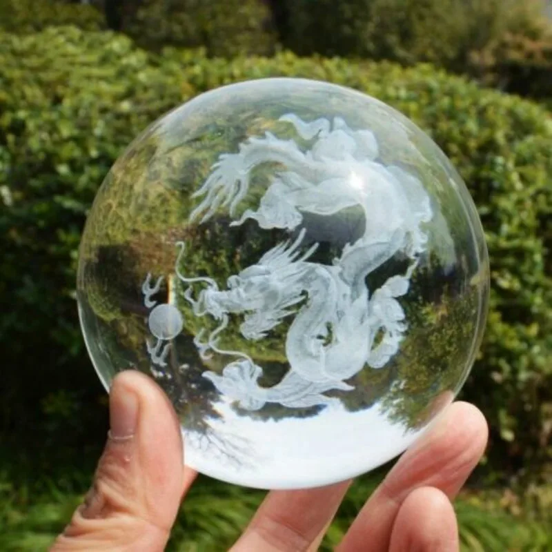 

Novel Home Collectible crafts Chinese Dragon Crystals Clear Crystal Sphere Stare Ball Suncatcher Decor Toys Decoration