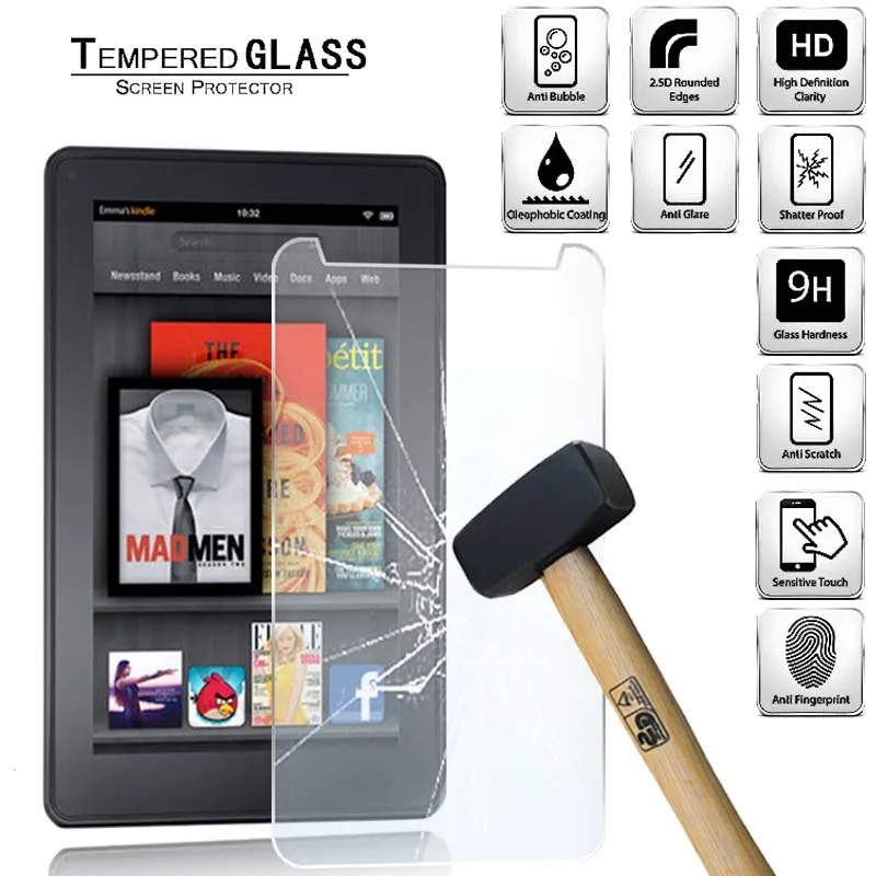 

Tablet Tempered Glass Screen Protector Cover for Amazon Kindle Fire 7" (1st Gen 2011) 9H Tempered Glass Screen Protector Film