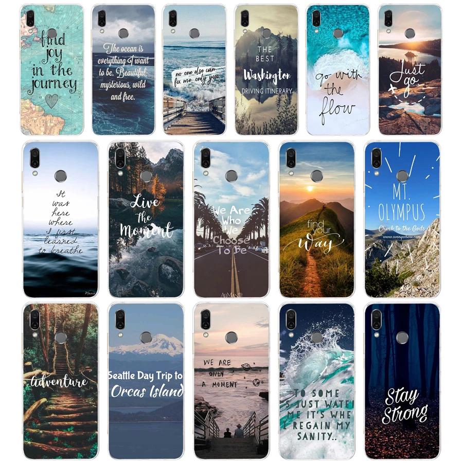 

366FG Travel mountain sea beach quotes Soft Silicone Tpu Cover phone Case for huawei Honor 8 Lite 8X