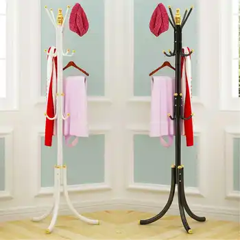 

4 Colors Luxury Thicker Metal Standing Clothes Hanger Coat Rack Floor Living Room Bedroom Furniture Hat Clothing Stand Holder