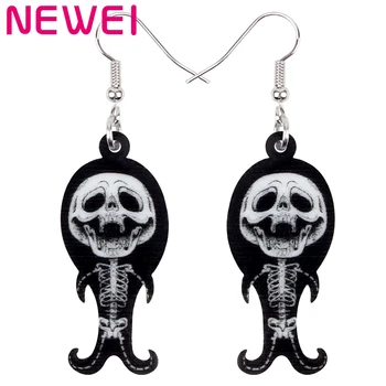 

Newei Acrylic Halloween Skull Skeleton Earrings Printing Dangle Drop Jewelry For Women Girls Trendy Festival Gift Accessories