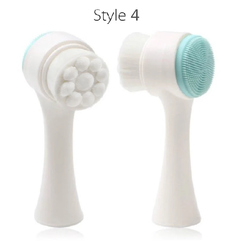Style 4 8 стилей двухсторонняя силиконовая щётка для очищения лица портативный размер 3D для чистки лица Вибрационный массаж лица моющее средство для ухода за кожей - Цвет: Style 4