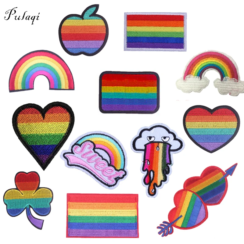 Arcoiris BANDERA DEL PARCHE BORDADO PARA PLANCHAR O COSER ARCO IRIS Gay