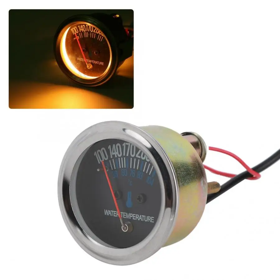 

Metal Car 52mm Mechanical Water Temperature Temp Meter Gauge 38-104 degrees 12V Yellow Light Car Water Temperature Meter New
