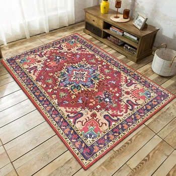 

Retro Bohemian style rug Persian ethnic floral print non-slip living room bedroom bedside kitchen decorative rug