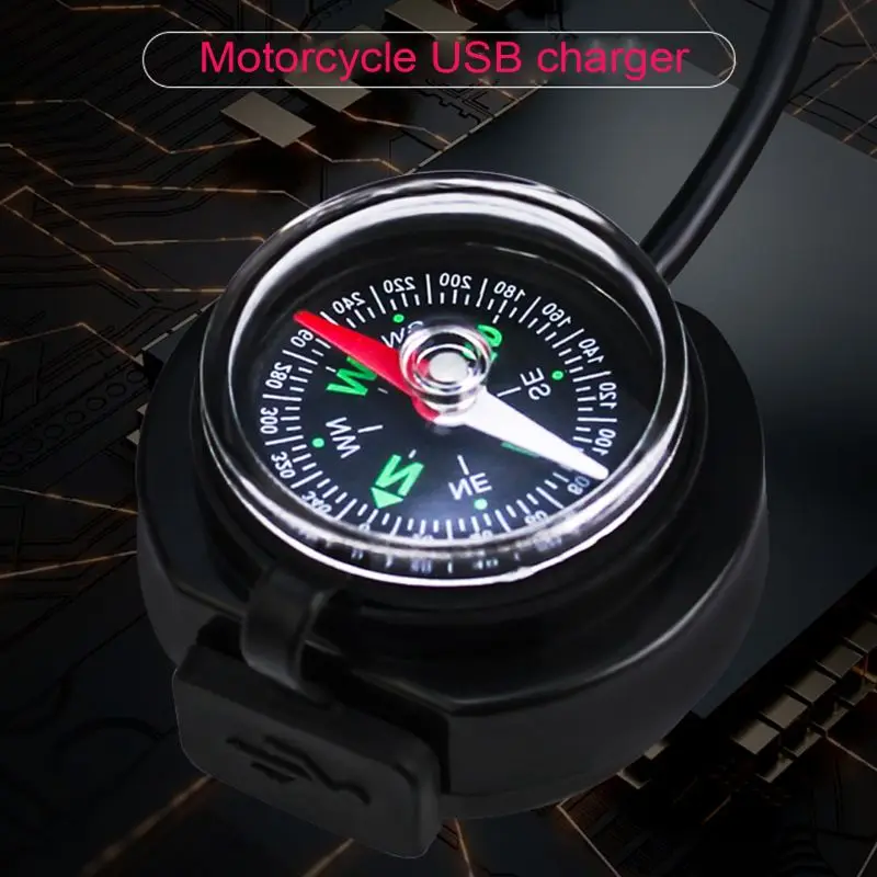 12V 24V мотоциклов Водонепроницаемый USB Зарядное устройство Мощность адаптер с компасом