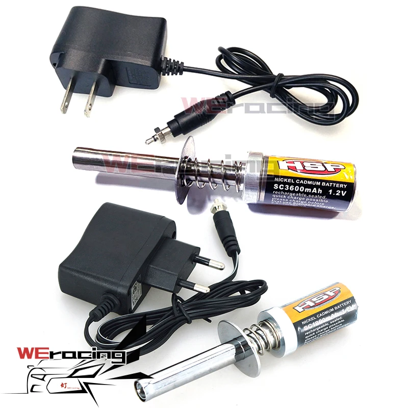 FISOUL HSP 80101 RC 1//8 Car Nitro Gas Engine Glow Starter Rechargeable Glow Plug Igniter