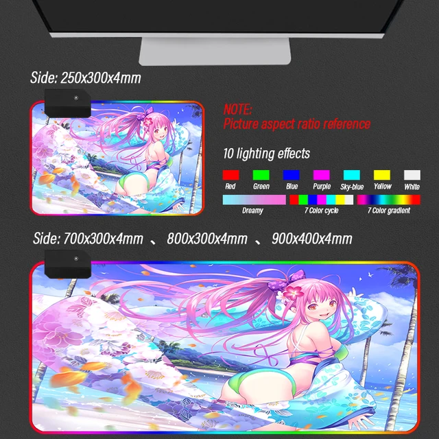 Big Breast Girl Anime Sexy Beach Rgb Colorful Gaming Large Mouse Pad Gamer Led Mice Desk Mat With Backlit Mouse Pads Aliexpress