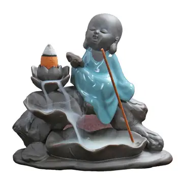 

Ceramic Backflow Incense Burner Buddhist Monk Smoke Waterfall Lotus Incense Stick Holder Buddha Crafts Home Decor Encensoir