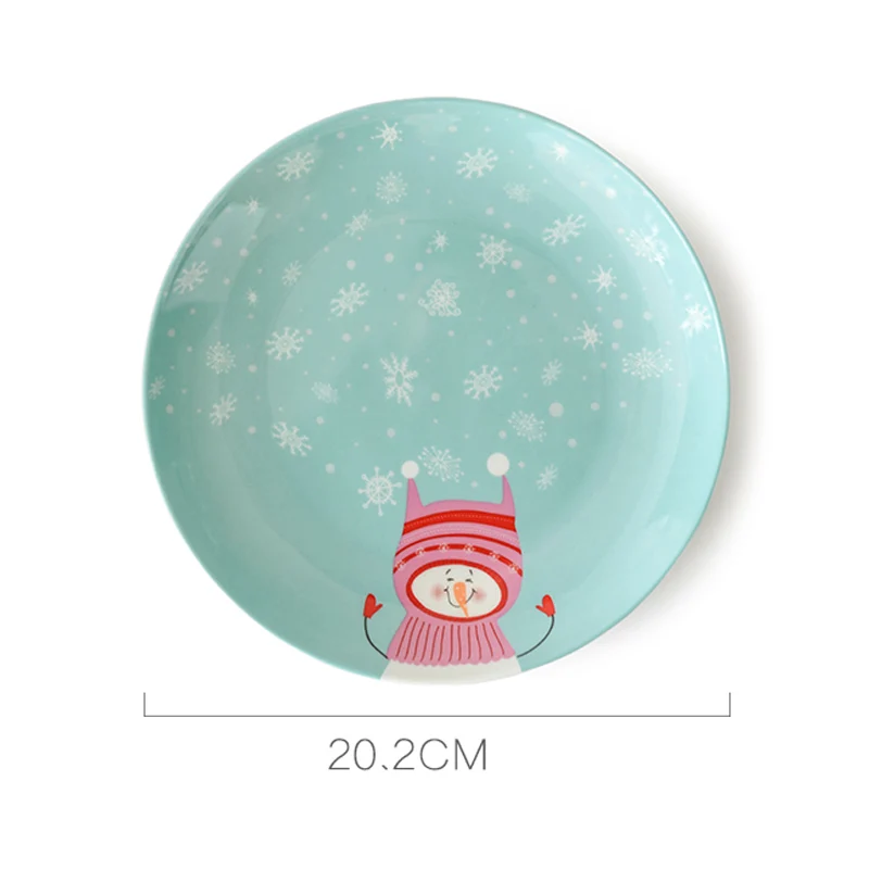 E 6 inch Christmas Santa Bone china dinner plates cartoon snacks cake dessert Steak plate western fruit dish New Year's gift - Цвет: E