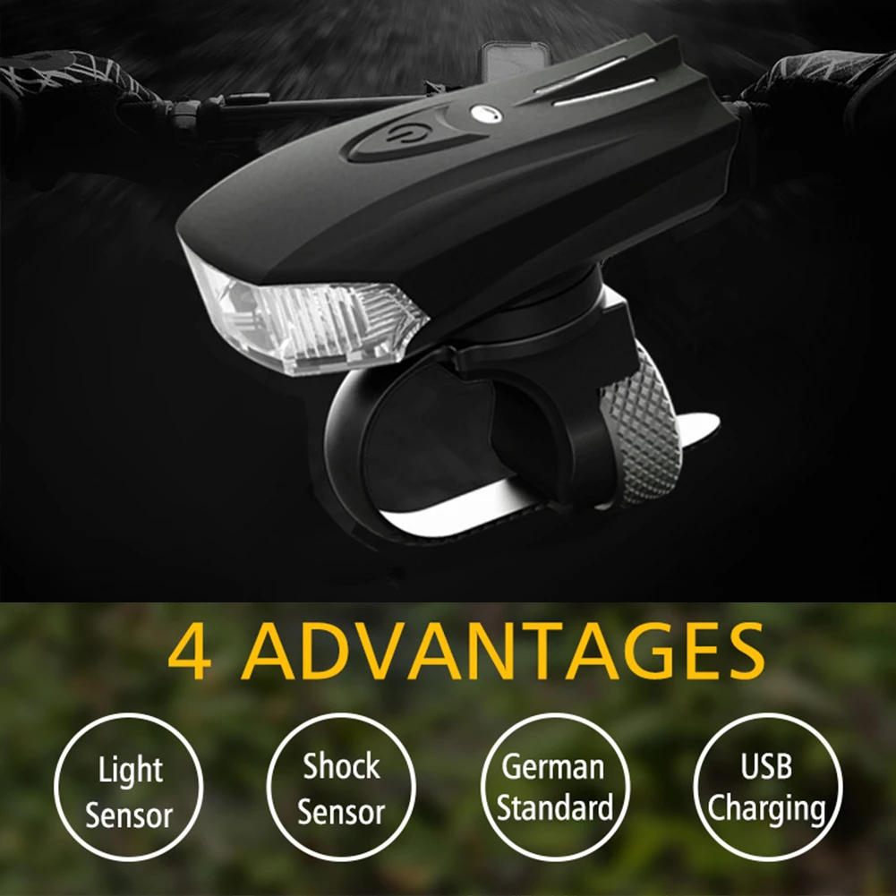 

1200mah Smart Induction Bicycle Headlight 3-Mode USB Rechargeable Bicycle Waterproof LED Flashlight Outdoor Riding Safety Light