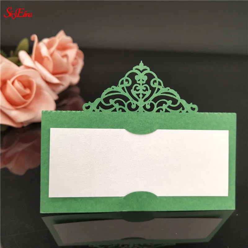 dark green 10/50/100 шт. выдалбливают именная табличка посадочные карточки Рождество День рождения Свадебная вечеринка предложить карточками для свадьбы Украшение стола 6z - Цвет: dark green