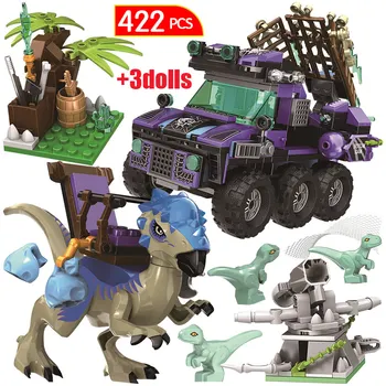 

422Pcs City Dinsaur Series SUV Off-road Trucks Building Blocks Jurassic World Dinosaur Car Figures Brick Toys for Boys