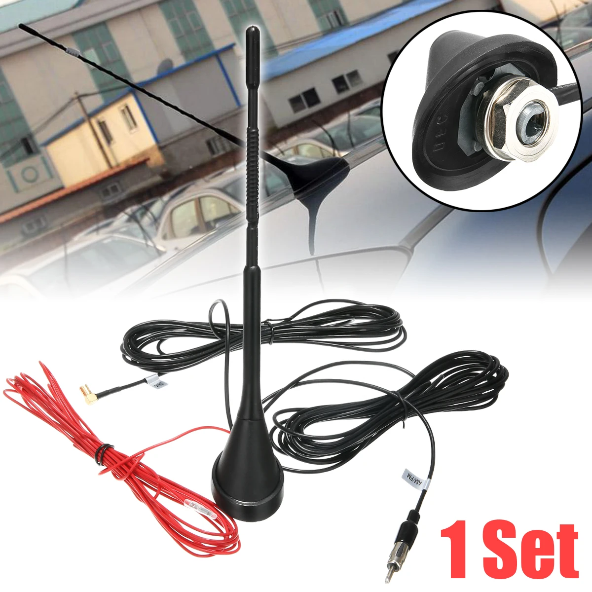 

Universal 1set Roof Mount Active Amplified DAB + FM Radio Car Antenna Aerial Mast 174~237MHz/ L-Band 1452~1492MHz