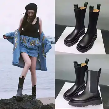 

large base of 2020 autumn winters female Martin boots boots Chelsea short boots tidal British black boots in the wind