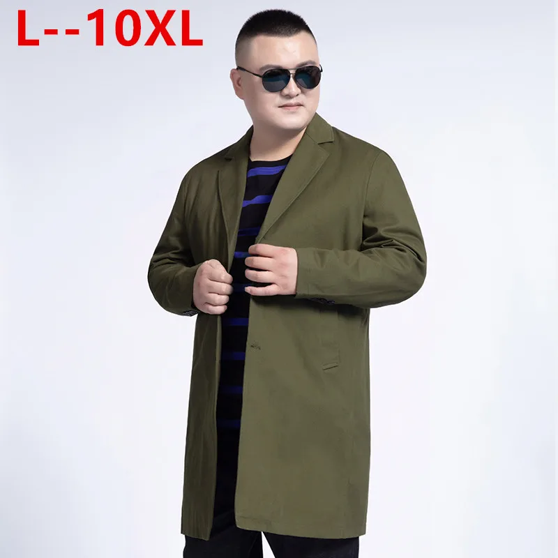 Тренчкот мужской длинный однобортный ветрозащитный приталенный плащ 10XL 8XL 6XL 5X
