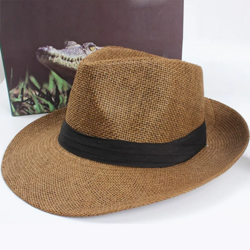 Jazz Hat Cowboy Fedora hat Unisex Women Men Fashion Summer Casual Trendy Beach Sun Straw Hat - Color: C2
