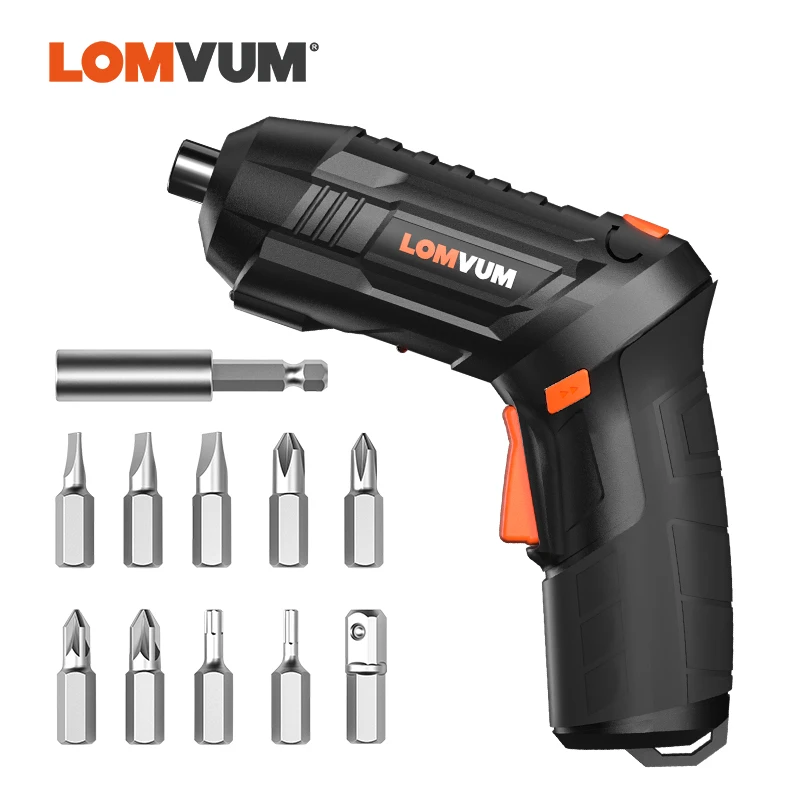 

LOMVUM Cordless Electric Screwdriver With Screws Bits USB Charge Mini Electric Screwdriver Sets For Household Repair Tool Kit