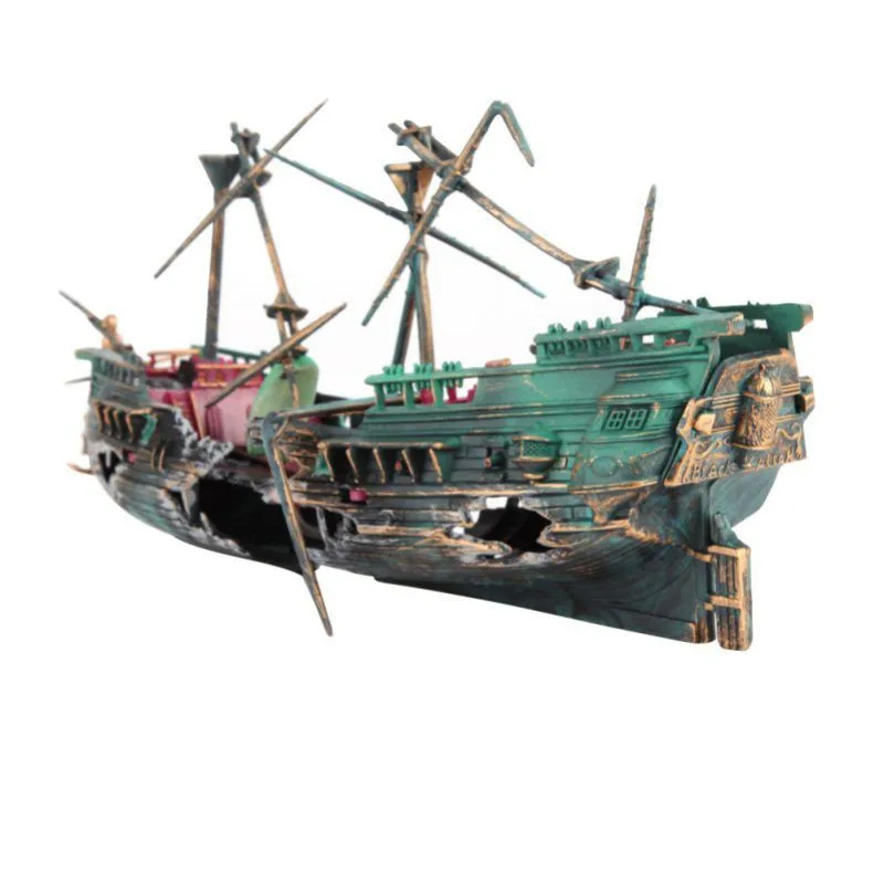 

24*13cm Aquarium Decoration Broken Boat Ship Shape Separated Sunk Fish Tank Decor Wreck Sunk Home Decor