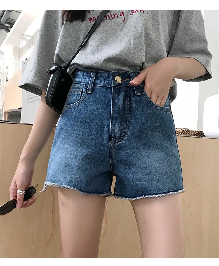 AliExpress для фотосессии, высокая талия, Джинсы женские, лето, корейский стиль, шорты для студентов, шикарные, универсальные шорты
