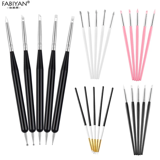 Silicone Nail Art Design Brushes  Nail Art Brush Silicone Double -  5pcs/set - Aliexpress