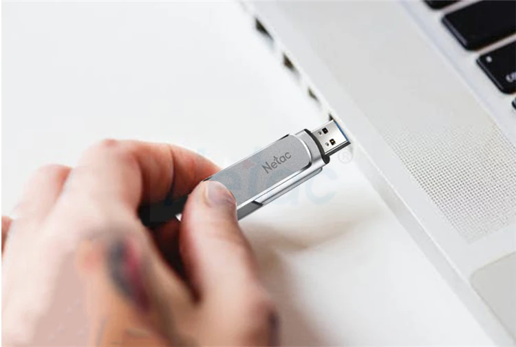 Флеш-накопитель Netac U388 USB3.0, серебристый металл, 16 ГБ, 32 ГБ, 64 ГБ, 128 ГБ, USB флеш-накопитель, вращающийся на 360 градусов, u-диск