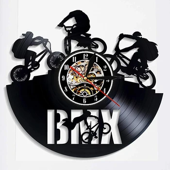 

BMX Sport Vinyl Record Wall Clock Modern Design Cycle Sport Theme Hanging Watch Vinyl Wall Clocks Home Decor Gifts for Rider