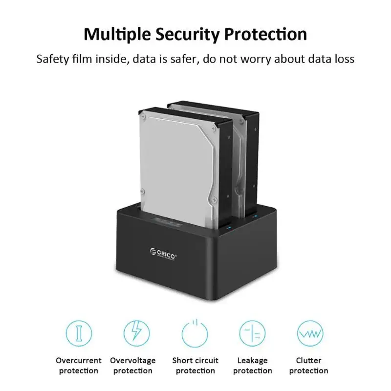 ORICO 2 отсека SATA на USB 3,0 внешний жесткий диск Док-станция для 2,5/3,5 дюймов SSD HDD