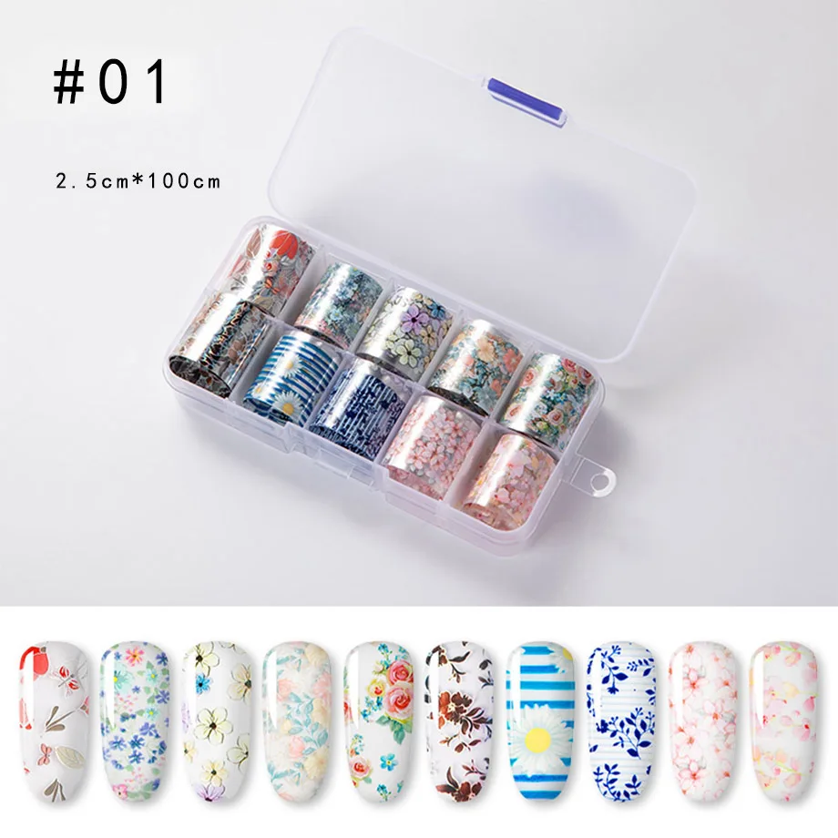 

ROSALIND Slider Foil Stickers For Nails Art decals Manicure Set Design Top Semi Permanent Nail Stickers Kit Need Base Gel Polish