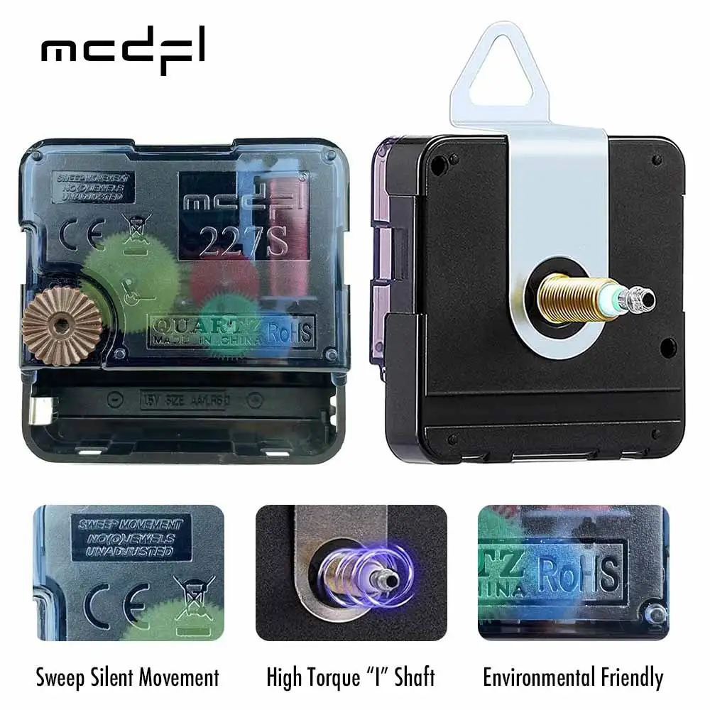 MCDFL 227S I Shaft High Torque Clock Mechanism Silent for Large 3d Wall Watches Long Spindle Quartz Movement Clockwork BlueBox | Дом и сад