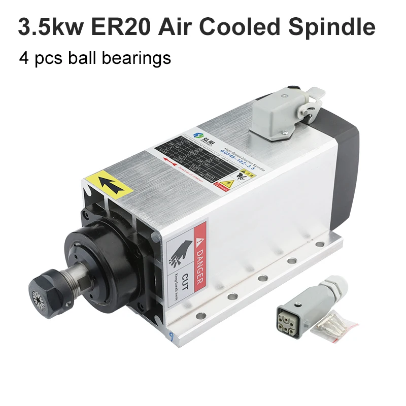 

CNC Spindle Motor 3.5 KW ER20 Air-Cooled Spindle With Flange 220V 4pcs Bearing For CNC Milling Machine Engraving Machine