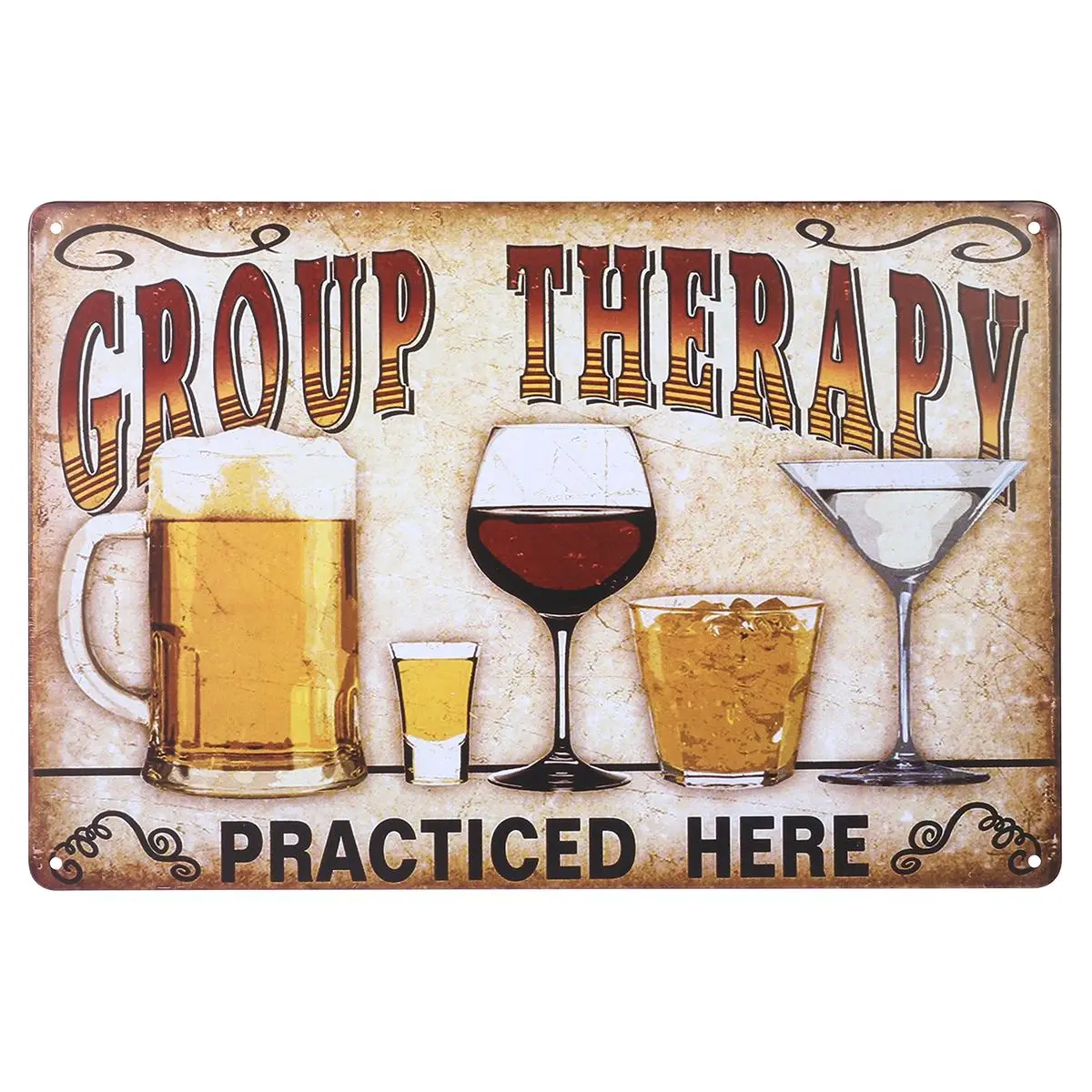 

"Group Therapy Practiced Here" Vintage Metal Tin Wall Sign Plaque Poster Plaques Classic Decoration Poster for Cafe Bar Pub Beer