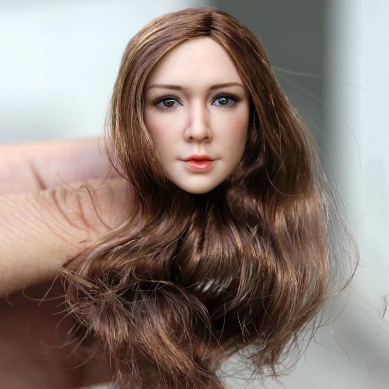 

1/6 Scale Woman Head Sculpt Brown Curly Hair Super Duck SDH003 for 12" Pale Color Female Action Figure Accessories