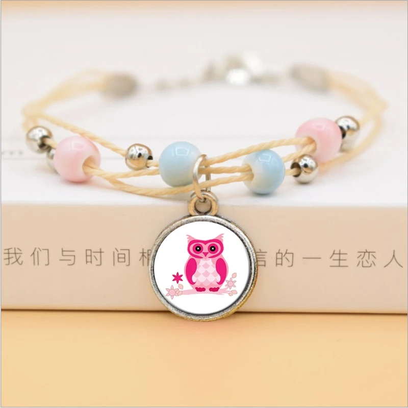 Креативный многослойный браслет с керамическими бусинами Kawai Cat стеклянный купольный кабошон браслеты с подвесками для девочек женские ювелирные аксессуары - Окраска металла: 18