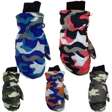 Детские зимние теплые перчатки для катания на сноуборде, лыжные перчатки, Детские Водонепроницаемые перчатки для катания на велосипеде, лыжах, спортивные утепленные бархатные перчатки