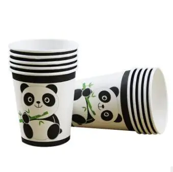 10pcs paper cups Горячая Распродажа, мультяшная панда, украшение для торта на день рождения на тему "Лошадки карусели", вечерние скатерти с соломенной пластиной, Рождественский свадебный набор для украшения дома - Цвет: 10pcs paper cups
