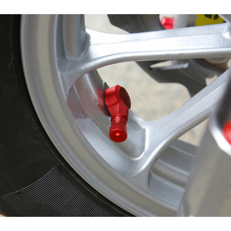

90 Degree Motorcycle Valve CNC Wheel Tire Red Accessories Aluminum Alloy Parts