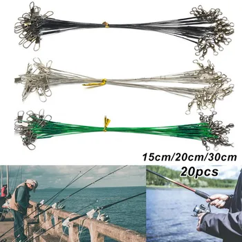 CHEAP PRICE ❤️ 20pcs/set Steel Fishing Wire Leader Line Front Wire Fishing Line Anti-Biting Rolling Swivels Connect Tackle Lures Hooks - discount item 37% OFF Sports & Entertainment