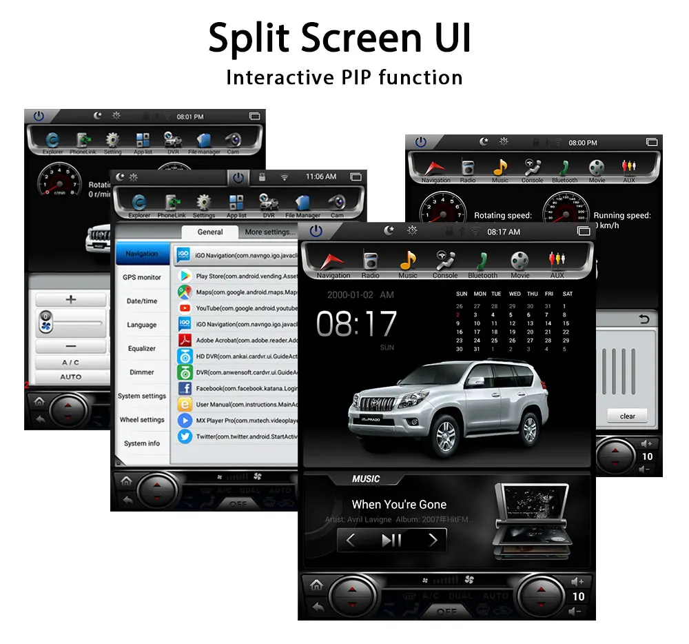 Cheap Krando Android 7.1 12.1" tesla Vertical screen car radio gps navigation player for Toyota Prado 2014-2017 multimedia system 4