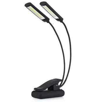 

LED Clip Booklight Dual Head Desk Lamp Music Stand Torch Book Lamp Adjustable Rechargeable Mini Study Piano Portable Flexible
