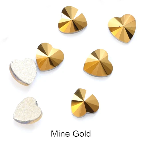Mine Gold 20 шт 6 мм в форме сердца K9 стразы с плоской задней стороной для дизайна ногтей Стразы из стекла с кристаллами для украшения ногтей B1340 - Цвет: Mine Gold