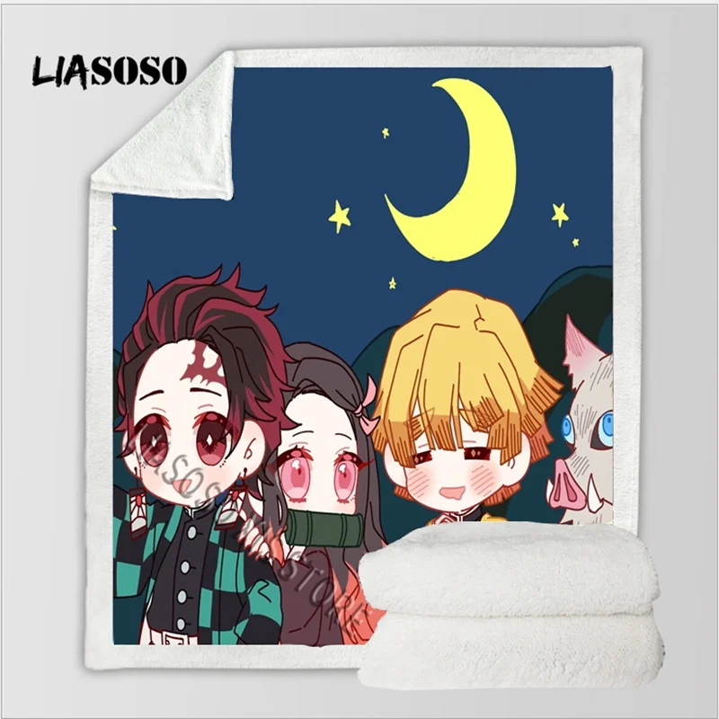1 Постельные принадлежности одеяло 3D принт аниме Kimetsu no Yaiba шерпа флисовое Покрывало Диван тонкое одеяло путешествия Пикник Туризм одеяло s - Цвет: 1