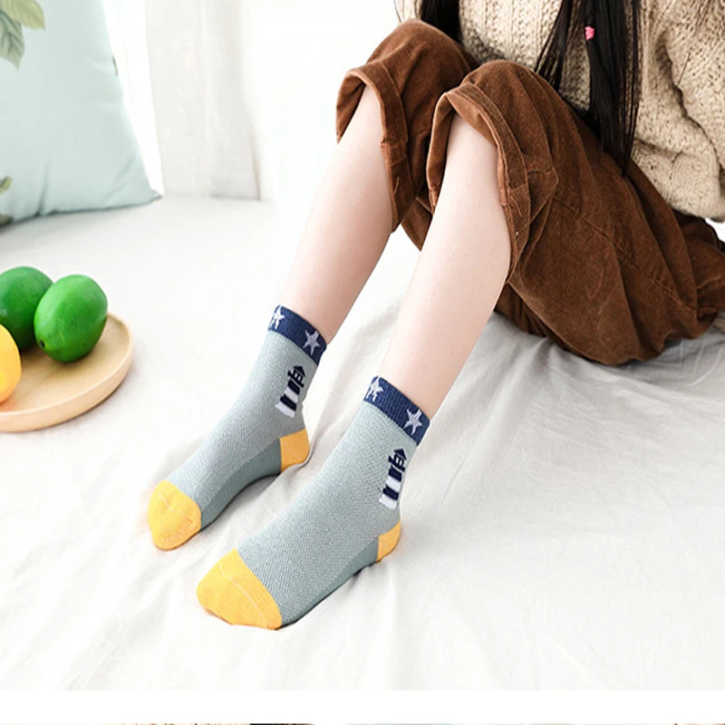 Kids socks 5 Pairs / Lot Kids Cotton Breathable Mesh Socks 3-15 Year Children