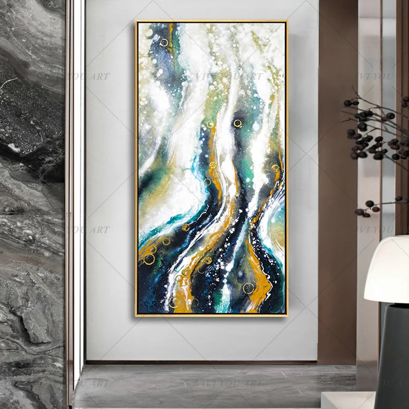 Big Size Modern Family Golden Wall Art Picture Abstract Gold Foil